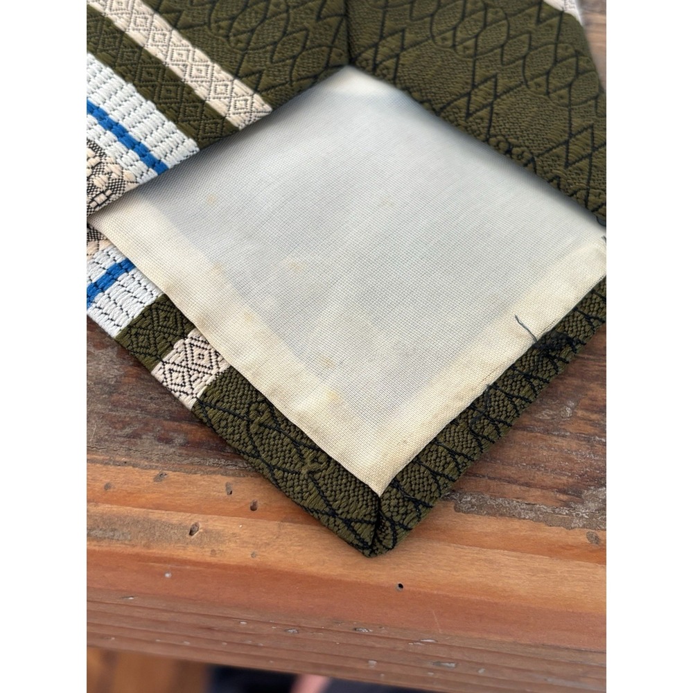 Vintage Regalon Wash And Wear Wide Necktie Olive Green Stripe - Picture 6 of 6
